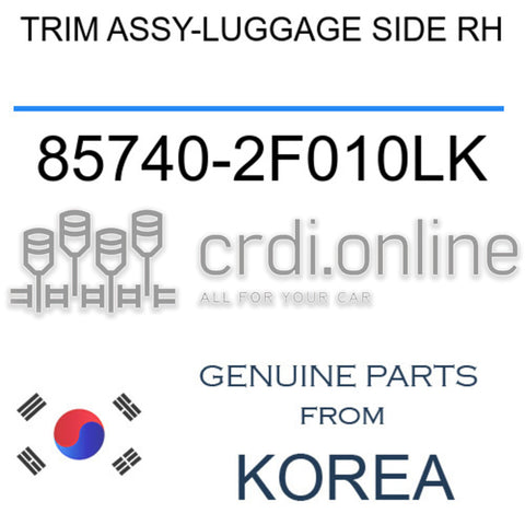 TRIM ASSY-LUGGAGE SIDE RH 85740-2F010LK 857402F010LK 85740 2F010LK