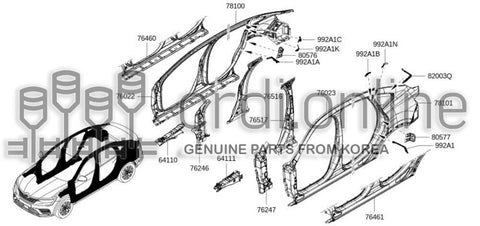 REINFORCEMENT ASSY-FRONT LH PILLAR TRIM 64111-1441R 641111441R 64111 1441R