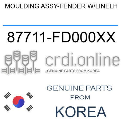 MOULDING ASSY-FENDER W/LINELH [ORIGINAL] 87711-FD000XX 87711FD000XX 87711 FD000XX