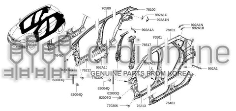 INSERT-LH CENTER PILLAR 992A1-4816R 992A14816R 992A1 4816R