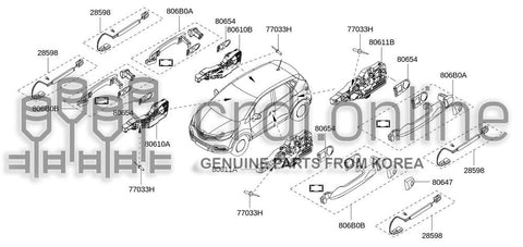BRACKET ASSY-REAR DOOR OUTSIDE HANDLELH 80607-9784R 806079784R 80607 9784R
