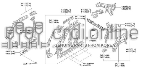 BODY ASSY-SIDEOUTER RH 64121-31200P0 6412131200P0 64121 31200P0