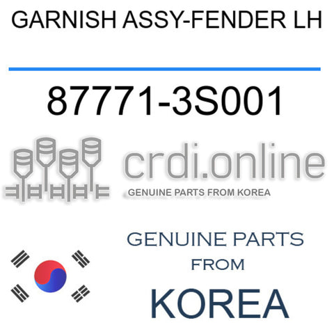 GARNISH ASSY-FENDER LH [ORIGINAL] 87771-3S001 877713S001 87771 3S001