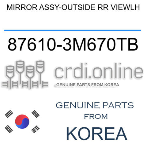MIRROR ASSY-OUTSIDE RR VIEWLH [ORIGINAL] 87610-3M670TB 876103M670TB 87610 3M670TB