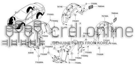 PROTECTOR-REAR WHEEL HOUSELH 76747-0010R 767470010R 76747 0010R