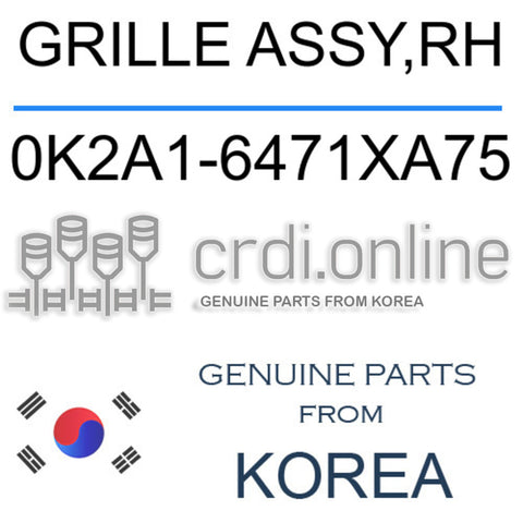 GRILLE ASSY,RH 0K2A1-6471XA75 0K2A16471XA75 0K2A1 6471XA75
