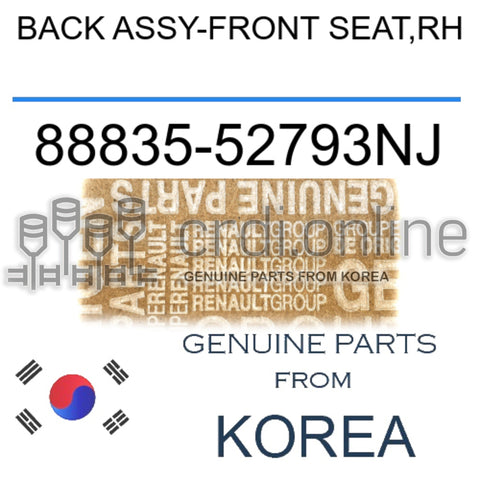 BACK ASSY-FRONT SEAT,RH [ORIGINAL] 88835-52793NJ 8883552793NJ 88835 52793NJ