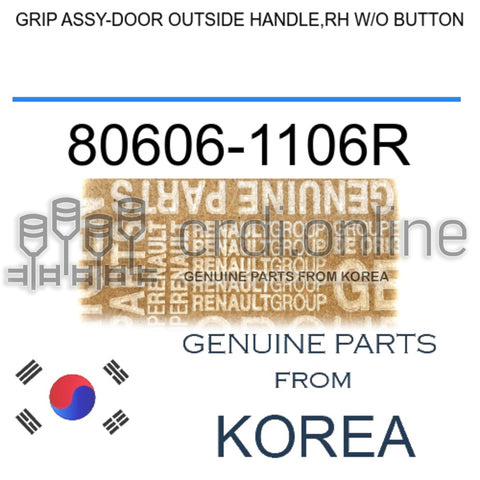 GRIP ASSY-DOOR OUTSIDE HANDLE,RH W/O BUTTON [ORIGINAL] 80606-1106R 806061106R 80606 1106R