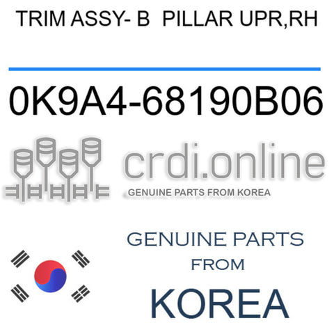 TRIM ASSY- B  PILLAR UPR,RH [ORIGINAL] 0K9A4-68190B06 0K9A468190B06 0K9A4 68190B06