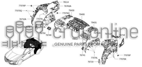 WHEEL HOUSE ASSY-REARINNER RH 76746-4552R 767464552R 76746 4552R