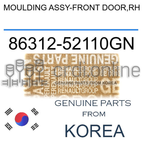 MOULDING ASSY-FRONT DOOR,RH [ORIGINAL] 86312-52110GN 8631252110GN 86312 52110GN