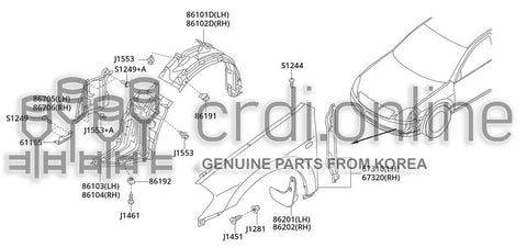 FENDER ASSY-FRONTRH 67321-52010P2 6732152010P2 67321 52010P2