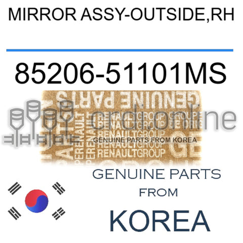 MIRROR ASSY-OUTSIDE,RH [ORIGINAL] 85206-51101MS 8520651101MS 85206 51101MS