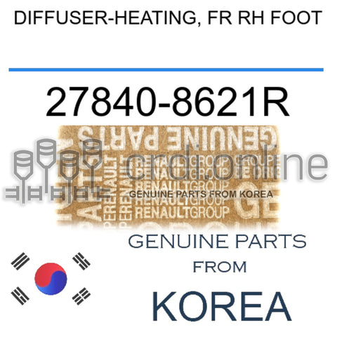 DIFFUSER-HEATING, FR RH FOOT [ORIGINAL] 27840-8621R 278408621R 27840 8621R