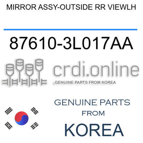 MIRROR ASSY-OUTSIDE RR VIEWLH [ORIGINAL] 87610-3L017AA 876103L017AA 87610 3L017AA