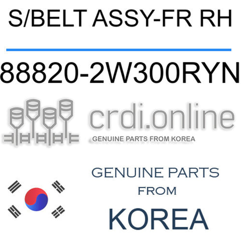 S/BELT ASSY-FR RH [ORIGINAL] 88820-2W300RYN 888202W300RYN 88820 2W300RYN