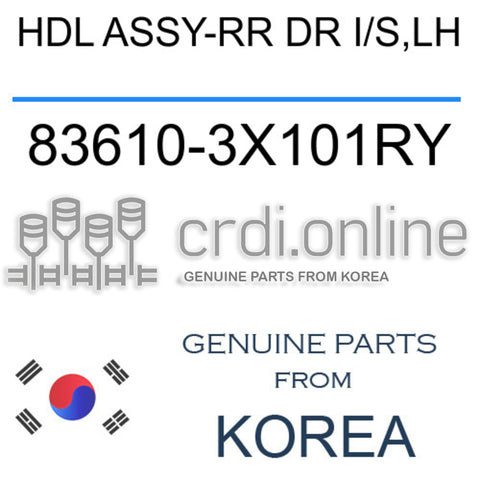 HDL ASSY-RR DR I/S,LH [ORIGINAL] 83610-3X101RY 836103X101RY 83610 3X101RY