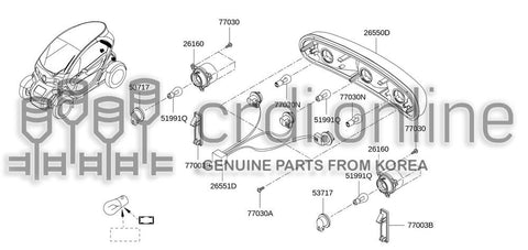 LAMP ASSY-REAR COMBINATION OUTSIDERH 26550-1755R 265501755R 26550 1755R