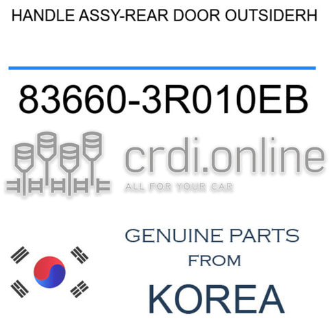 HANDLE ASSY-REAR DOOR OUTSIDERH [ORIGINAL] 83660-3R010EB 836603R010EB 83660 3R010EB
