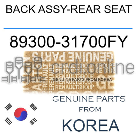 BACK ASSY-REAR SEAT [ORIGINAL] 89300-31700FY 8930031700FY 89300 31700FY