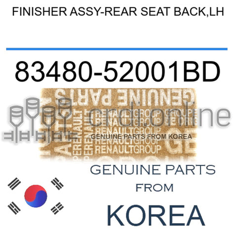 FINISHER ASSY-REAR SEAT BACK,LH [ORIGINAL] 83480-52001BD 8348052001BD 83480 52001BD