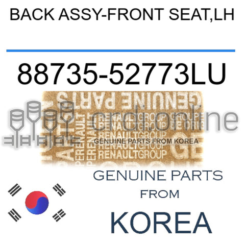 BACK ASSY-FRONT SEAT,LH [ORIGINAL] 88735-52773LU 8873552773LU 88735 52773LU