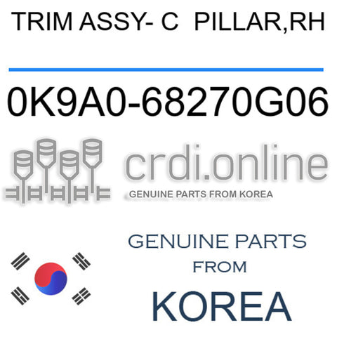 TRIM ASSY- C  PILLAR,RH 0K9A0-68270G06 0K9A068270G06 0K9A0 68270G06