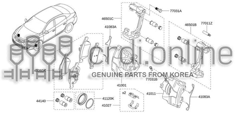 CALIPER ASSY-BRAKEW/O PAD LH 41011-3075R 410113075R 41011 3075R
