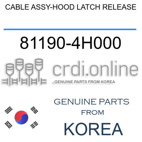 CABLE ASSY-HOOD LATCH RELEASE 81190-4H000 811904H000 81190 4H000