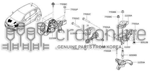 MOUNTING-ELASTICFRONT LH 11220-2847R 112202847R 11220 2847R