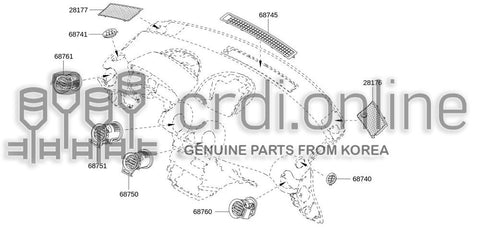 GRILLE-SIDE DEFROSTERRH 68740-JY00A 68740JY00A 68740 JY00A