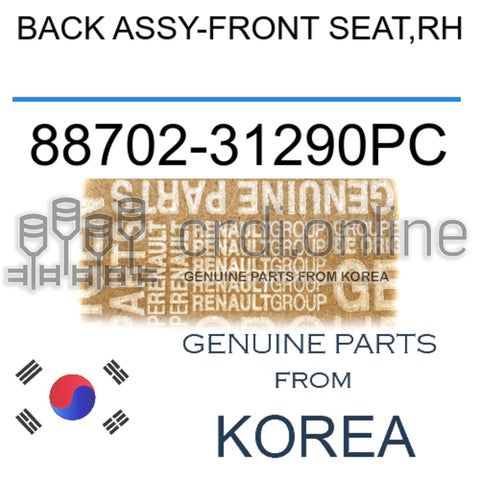 BACK ASSY-FRONT SEAT,RH [ORIGINAL] 88702-31290PC 8870231290PC 88702 31290PC