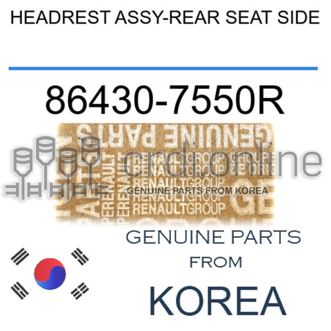 HEADREST ASSY-REAR SEAT SIDE [ORIGINAL] 86430-7550R 864307550R 86430 7550R