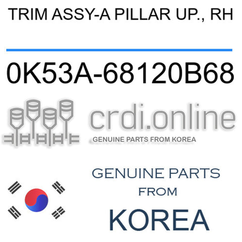 TRIM ASSY-A PILLAR UP., RH [ORIGINAL] 0K53A-68120B68 0K53A68120B68 0K53A 68120B68