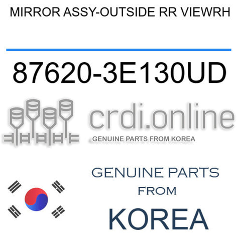 MIRROR ASSY-OUTSIDE RR VIEWRH [ORIGINAL] 87620-3E130UD 876203E130UD 87620 3E130UD