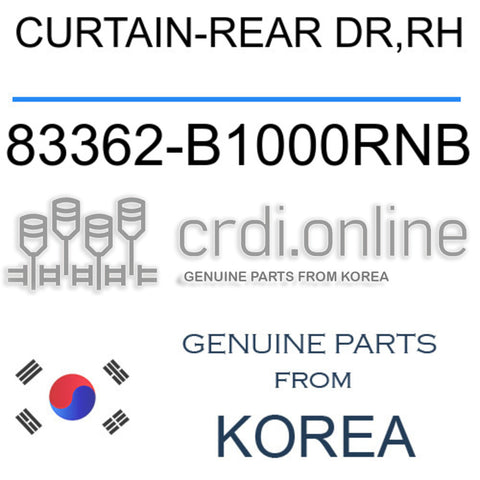 CURTAIN-REAR DR,RH [ORIGINAL] 83362-B1000RNB 83362B1000RNB 83362 B1000RNB