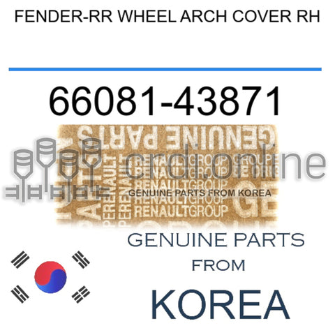 FENDER-RR WHEEL ARCH COVER RH [ORIGINAL] 66081-43871 6608143871 66081 43871