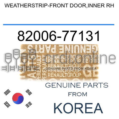 WEATHERSTRIP-FRONT DOOR,INNER RH [ORIGINAL] 82006-77131 8200677131 82006 77131