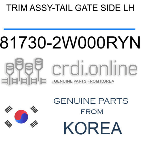 TRIM ASSY-TAIL GATE SIDE LH [ORIGINAL] 81730-2W000RYN 817302W000RYN 81730 2W000RYN