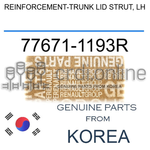 REINFORCEMENT-TRUNK LID STRUT, LH [ORIGINAL] 77671-1193R 776711193R 77671 1193R