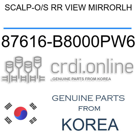SCALP-O/S RR VIEW MIRRORLH [ORIGINAL] 87616-B8000PW6 87616B8000PW6 87616 B8000PW6