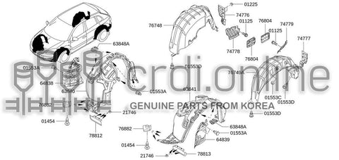 PROTECTOR ASSY-FRONT FENDERRH 63840-JY00A 63840JY00A 63840 JY00A