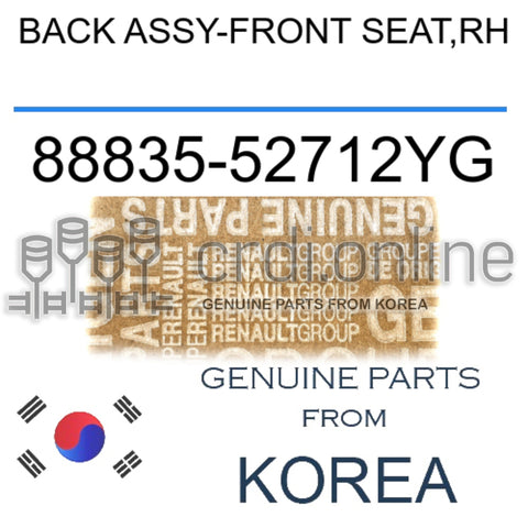 BACK ASSY-FRONT SEAT,RH [ORIGINAL] 88835-52712YG 8883552712YG 88835 52712YG