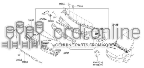 BRACKET ASSY-COWL TOP EXTENSIONRH 67123-52000 6712352000 67123 52000