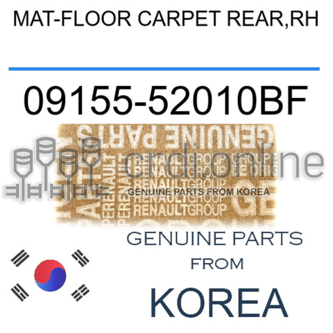 MAT-FLOOR CARPET REAR,RH [ORIGINAL] 09155-52010BF 0915552010BF 09155 52010BF