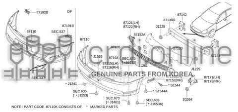FASCIA-FRONT BUMPER 87111-52000 8711152000 87111 52000