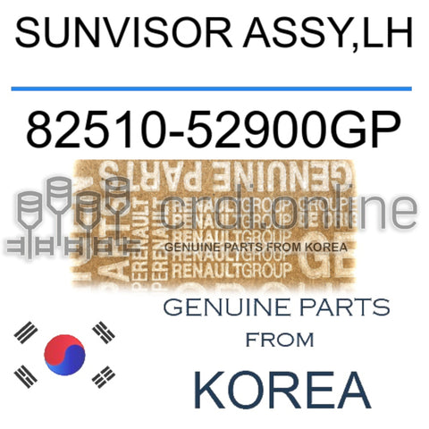 SUNVISOR ASSY,LH [ORIGINAL] 82510-52900GP 8251052900GP 82510 52900GP