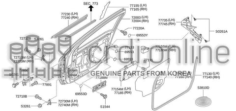 TAPE-FRONT DOOR OUTSIDELH 77151-31000GA 7715131000GA 77151 31000GA