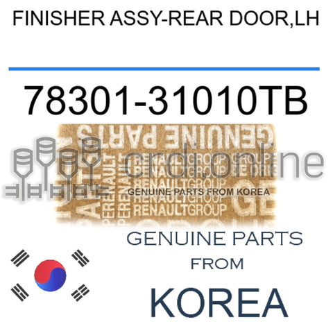 FINISHER ASSY-REAR DOOR,LH [ORIGINAL] 78301-31010TB 7830131010TB 78301 31010TB