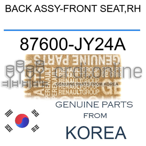 BACK ASSY-FRONT SEAT,RH [ORIGINAL] 87600-JY24A 87600JY24A 87600 JY24A